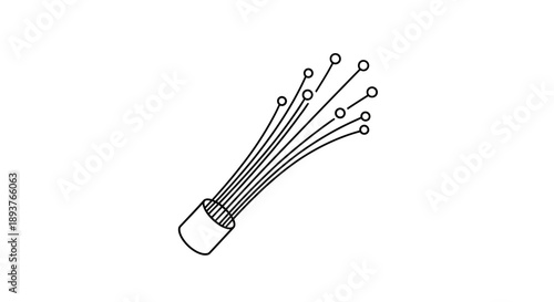 Minimalist Stripped Wire Cable Icon - Electrical or Fiber Optic Symbol