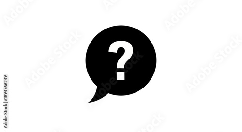Black Question Mark Speech Bubble Icon - Help and Support Symbol
