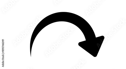 Black Curved Downward Arrow Icon - Directional Motion Graphic