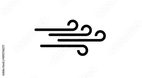Minimalist Wind Blow Line Art Icon - Weather Symbol Illust