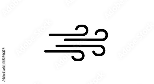 Minimalist Wind Blow Line Art Icon - Weather Symbol Illustration