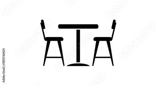 Dining Table and Chairs Icon – Restaurant Furniture Silhouette Vector