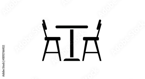 Dining Table and Chairs Icon – Restaurant Furniture Silhouette Vector
