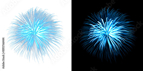 Intense bright blue fireworks blooming light explosion festive celebration event spectacular radiant display night sky background abstract