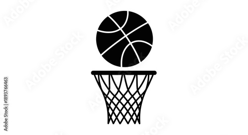 Basketball Icon Vector – Ball and Hoop Silhouette Sports Design