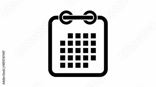 Minimal black calendar icon with a date grid, symbolizing planning, scheduling, and time management for dashboards, UI design, and project planning