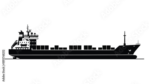 Large cargo ship with stacked containers deck sailing calm waters with container ship on white background