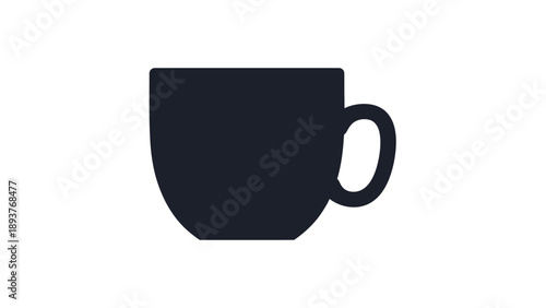 A black coffee cup icon with illustration and graphic and silhouette and simple on white background