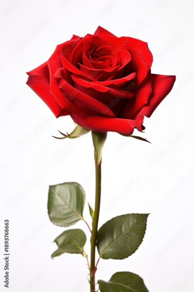 Fototapeta premium Red roes flower plant rose white background.