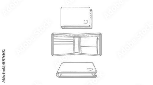 Product Showcase, Wallet Design, Studio, Illustration, Minimalist, Top View, Modern Aesthetics