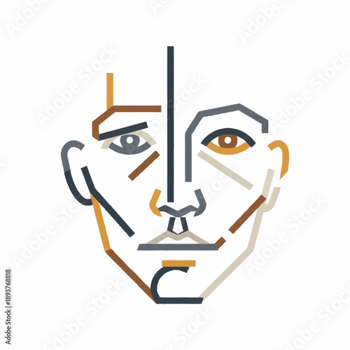 Abstract Geometric Face Art with Minimalist Lines.