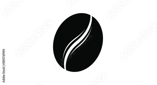 A simple illustration of a single coffee bean with a highlighted crease