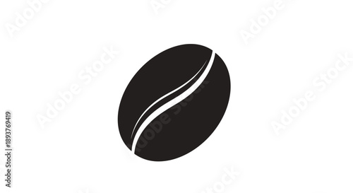 Simple black and white illustration of a single coffee bean