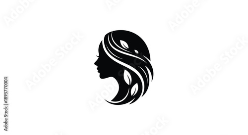 Elegant silhouette of a woman s face and flowing wavy hair