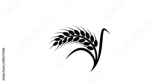 Stylized black silhouette of wheat stalks with curved stems