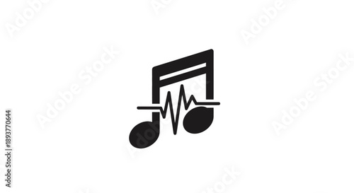 Black musical note icon with waveform representing audio or sound