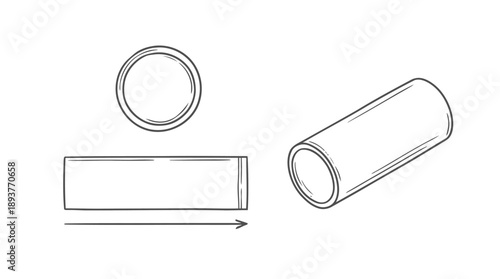 Illustration of a Cylindrical Tube and Its Variations in a Technical Environment