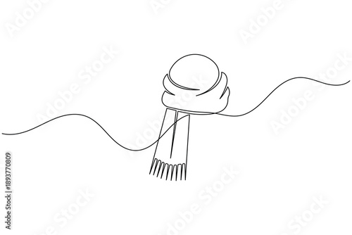 Scarf vector illustration in continuous one line art style for winter fashion apparel design