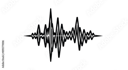 Black waveform graphic representing sound or audio signal visualization