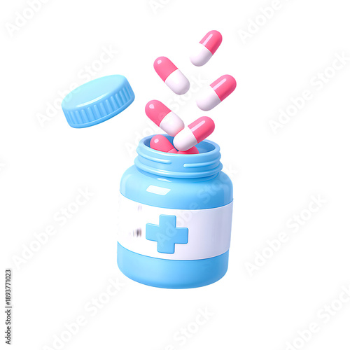 A 3D aid render showcasing a pharmacy concept in minimal design, symbolizing healthcare, medicines, and safe protection from diseases.