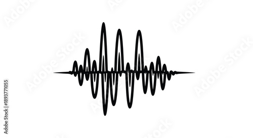 A black waveform illustration against a stark white background