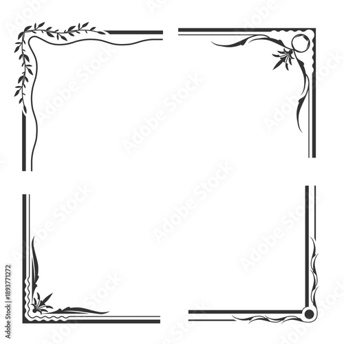 Floral ornamental corners vector set