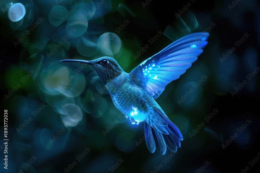 Obraz premium Bioluminescence Hummingbird background hummingbird animal light.