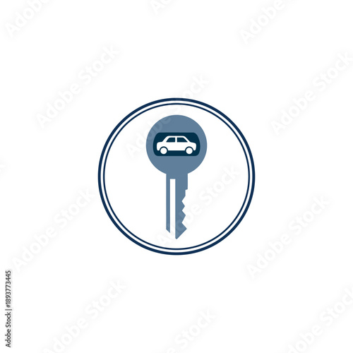 Car Key Icon in Circle Badge Automotive Security and Access Vector Illustration