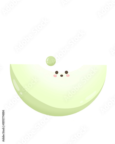 Vector illustration of a cute green apple with a little green shine muscat grape