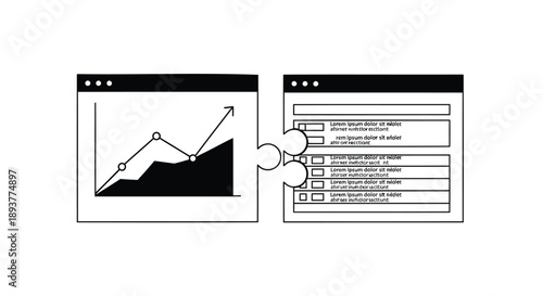 Vector infographic template with graph and data table, for presentation or website, isolated on transparent background, png