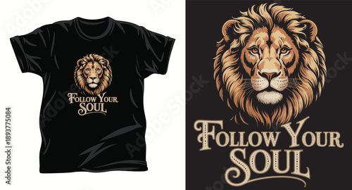 Lion graphic vector T shirt design print.
