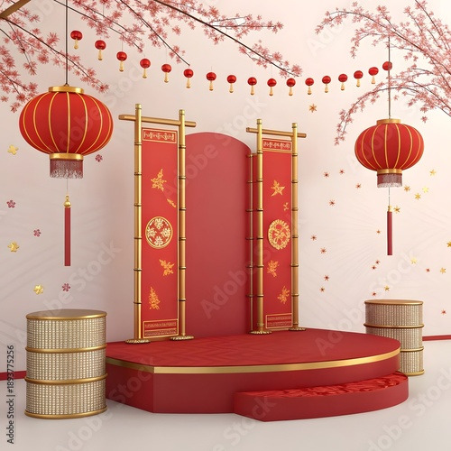 Chinese New Year lantern decorations in room
