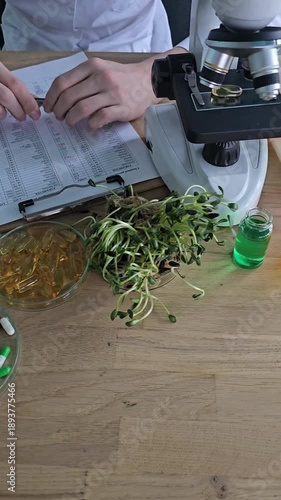 Wallpaper Mural Examining health supplements and plant-based foods in a laboratory setting at noon Torontodigital.ca