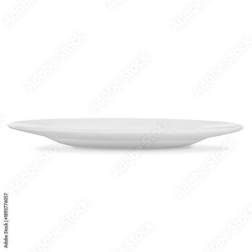 Empty White Ceramic Plate Side View on Transparent Background png