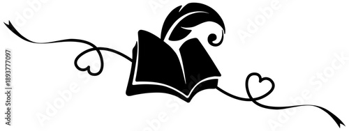 Black and white vector illustration of book