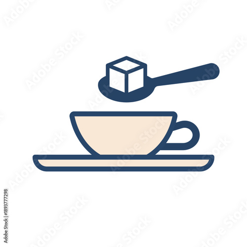 角砂糖をスプーンで入れる動作を表したパステル線画アイコン