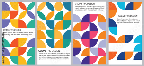 Vibrant Geometric Circle Patterns – Modern Abstract Backgrounds with Bold Overlapping Segments in Trendy Colors Vector Set 