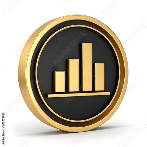 Gold coin growth graph icon for business and finance success