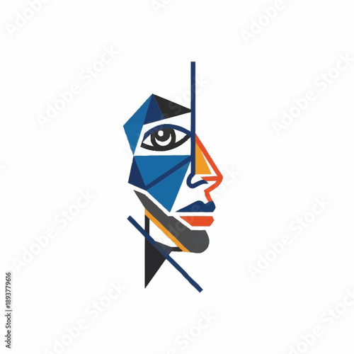 Abstract Geometric Human Face Art.