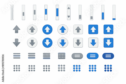 Set of UI navigation and control elements for app design.