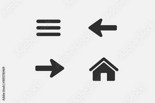 Simple Navigation Icons Menu Back Forward and Home.