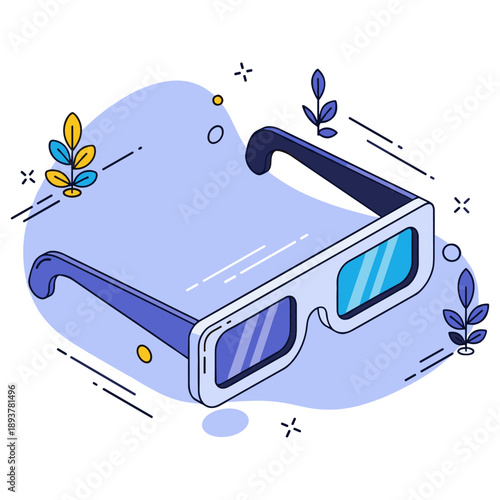 Colorful 3d glasses with abstract floral design on light background