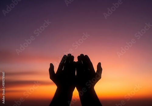 Wallpaper Mural Hands reaching up to the sky during a vibrant sunset Torontodigital.ca