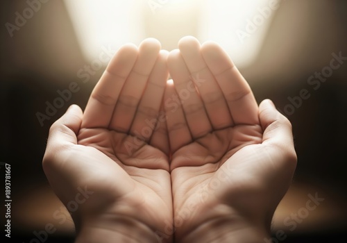 Wallpaper Mural Open hands cupped upwards receiving light from above, symbol of hope Torontodigital.ca