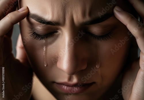 Wallpaper Mural Intense emotional distress shown by a young woman weeping in profound sadness Torontodigital.ca