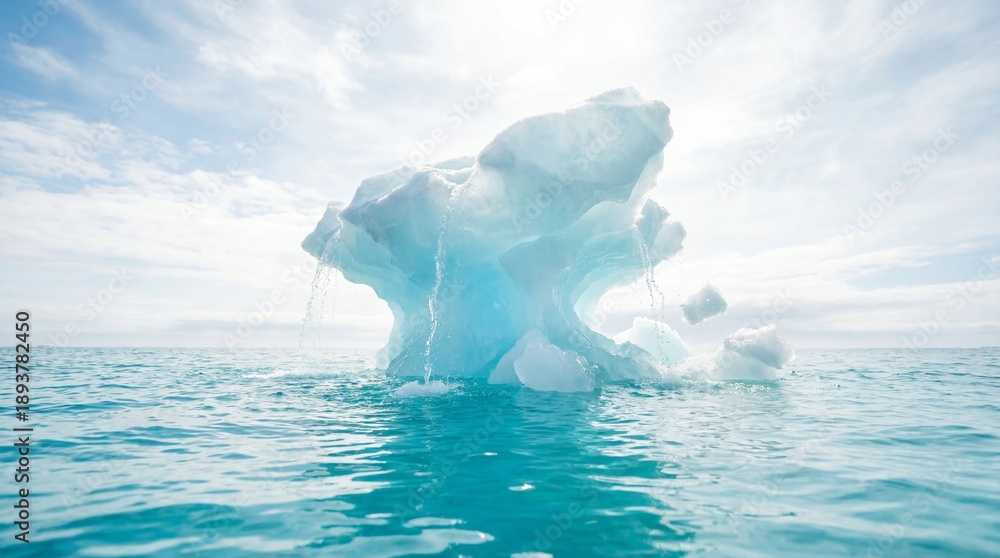 Fototapeta premium Large Iceberg Floating in Ocean Waters.