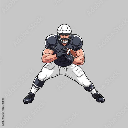 American Football Player in Action Pose.