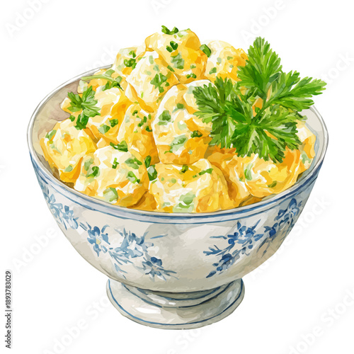 Egg Salad watercolor vector illustration, high-quality artwork isolated on a pure white background.