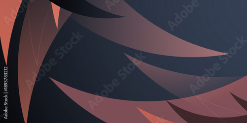 Abstract overlap curve shapes pattern background. Simple banner design with dark brown color element concept style.