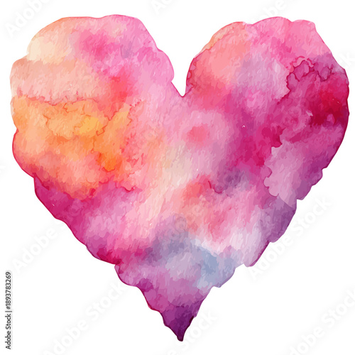 Heart watercolor drawing vector, premium quality illustration on a clean white background.